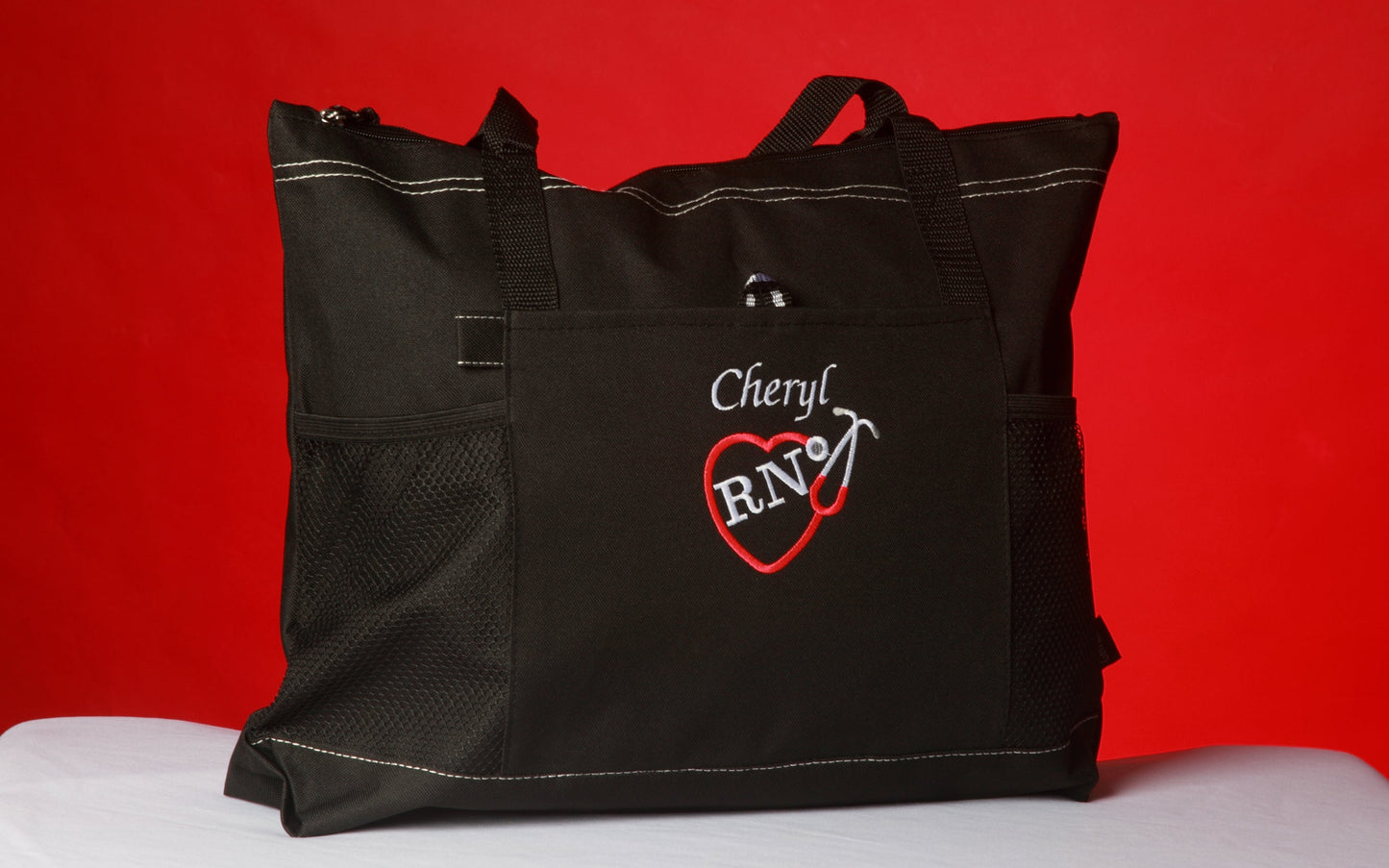 Nurse Tote Bags - Personalized For RN, LPN, CNA, CMA, MA, ANY TITLE Black