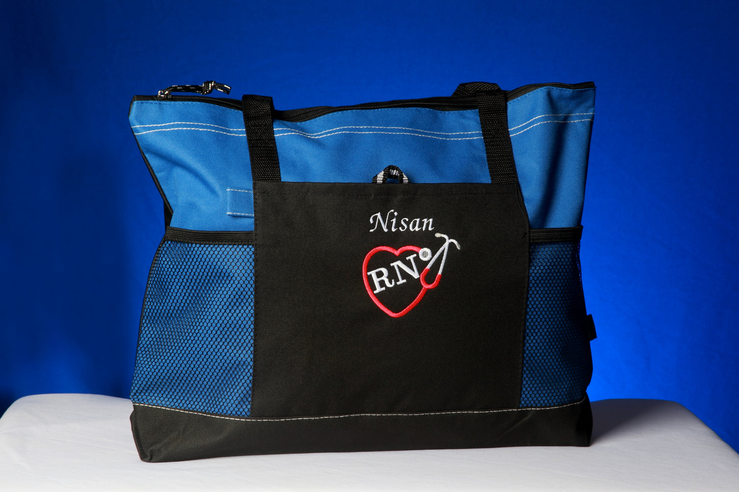 Nurse Tote Bags - Personalized For RN, LPN, CNA, CMA, MA, ANY TITLE Blue
