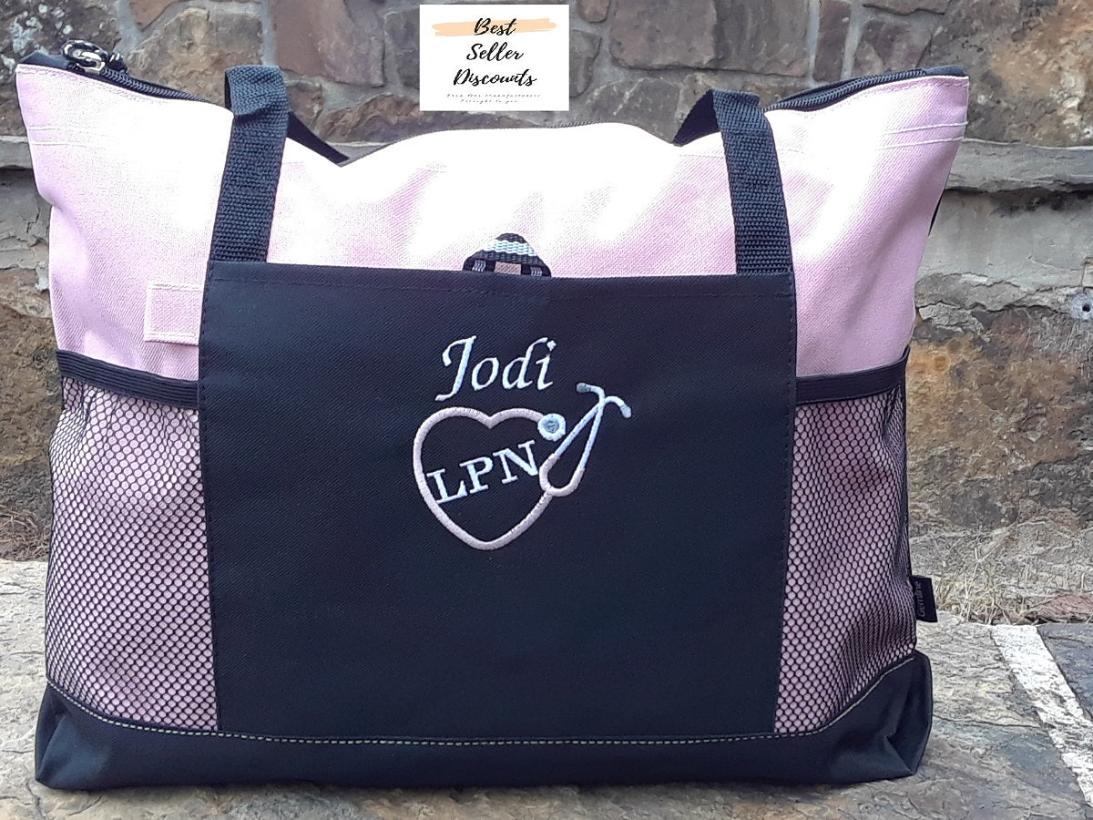 Pink CNA, LVN Nurse Tote Bag