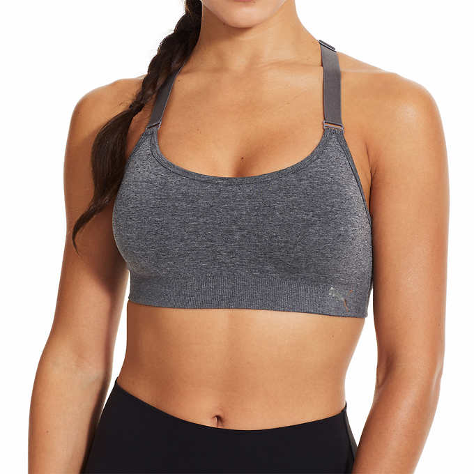 PUMA Sports Bra, Padded - Black, White, Grey - 3pack