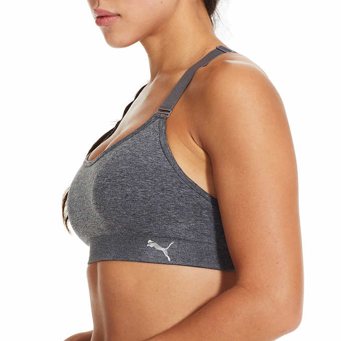 PUMA Sports Bra, Padded - Black, White, Grey - 3pack