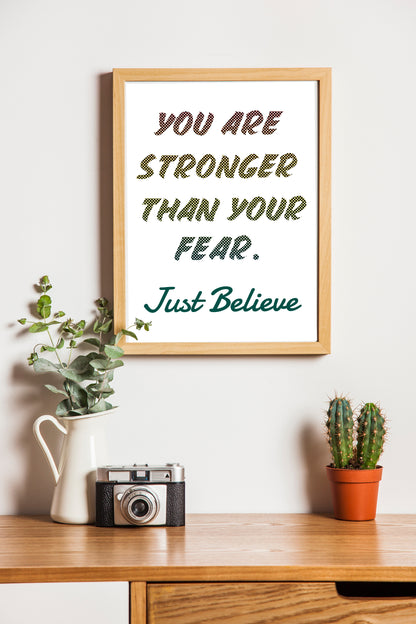 Inspirational Quotes - You Are Stronger Than Your Fear Just Believe