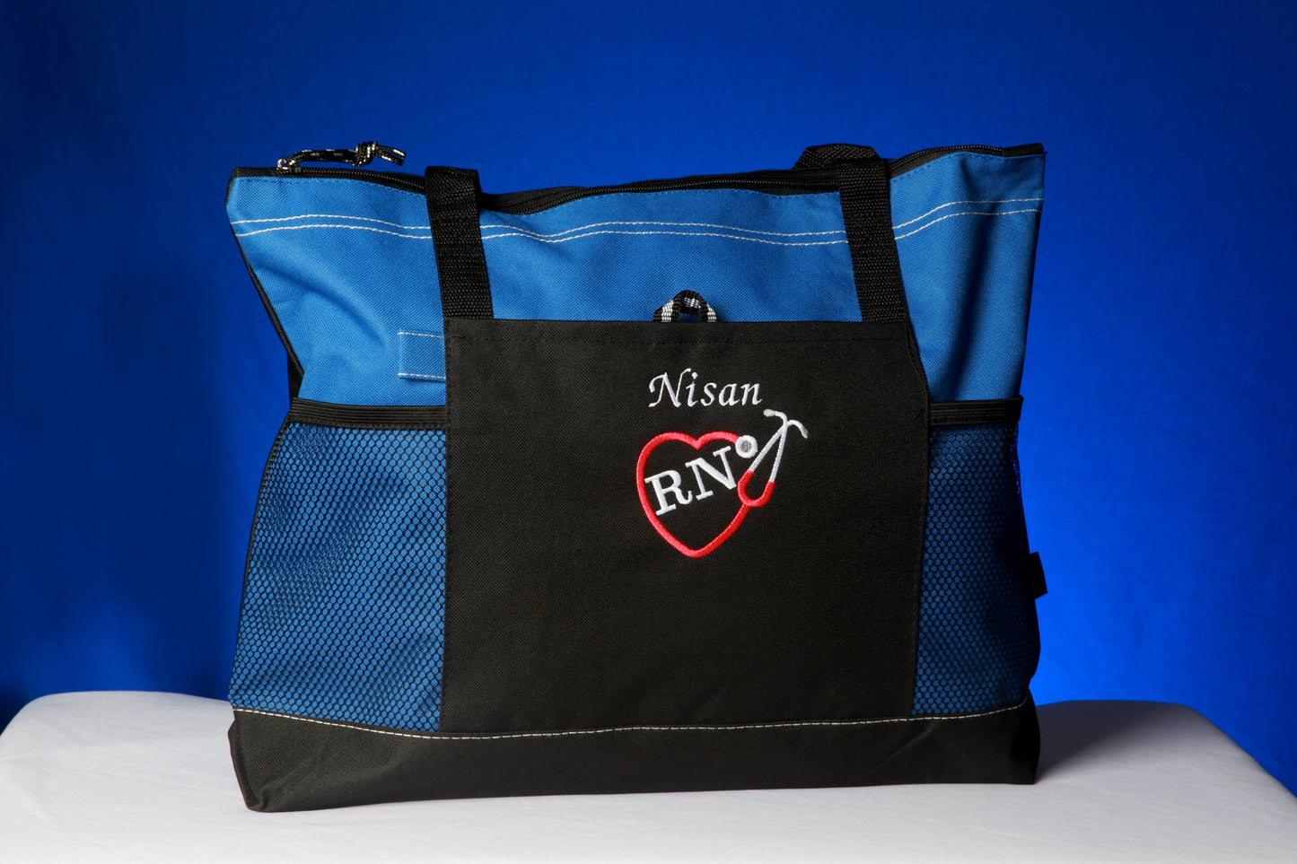 Nurse Tote Bags - Personalized  For RN, LPN, CNA, CMA, MA, ANY TITLE Blue