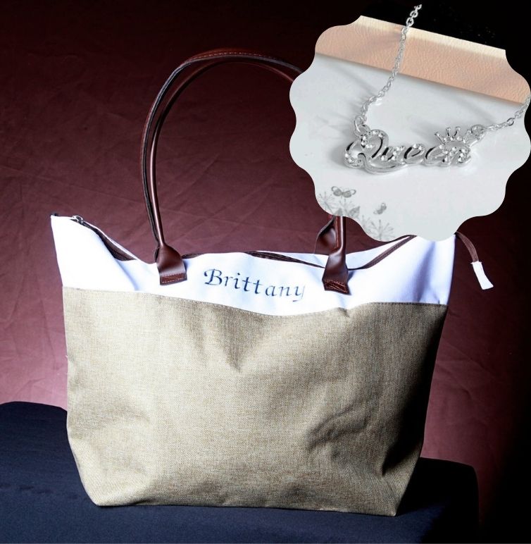 Personalized Bridesmaid Tote Bag Custom Name Bag Zipper Tote