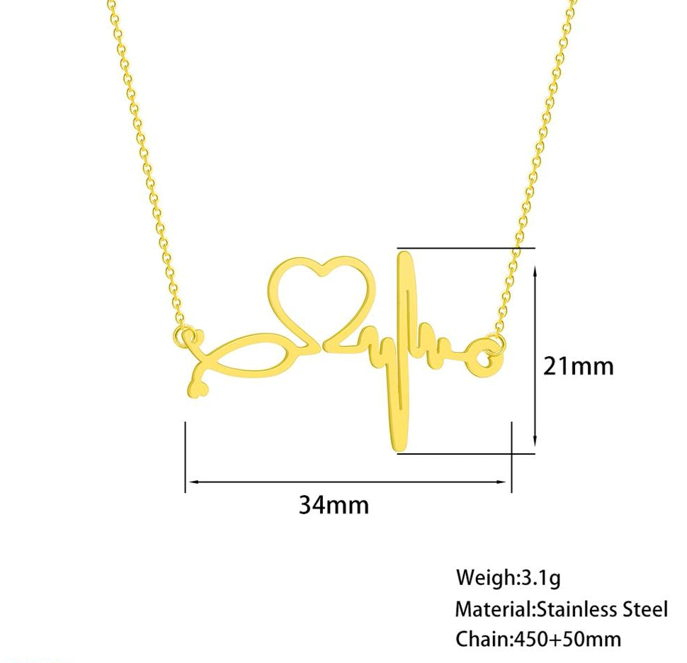 Nurse Stethoscope Heartbeat Necklaces & Pendants